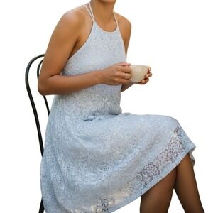 A New Day Womens Blue Lace Halter Neck Sleeveless Dress - Size M